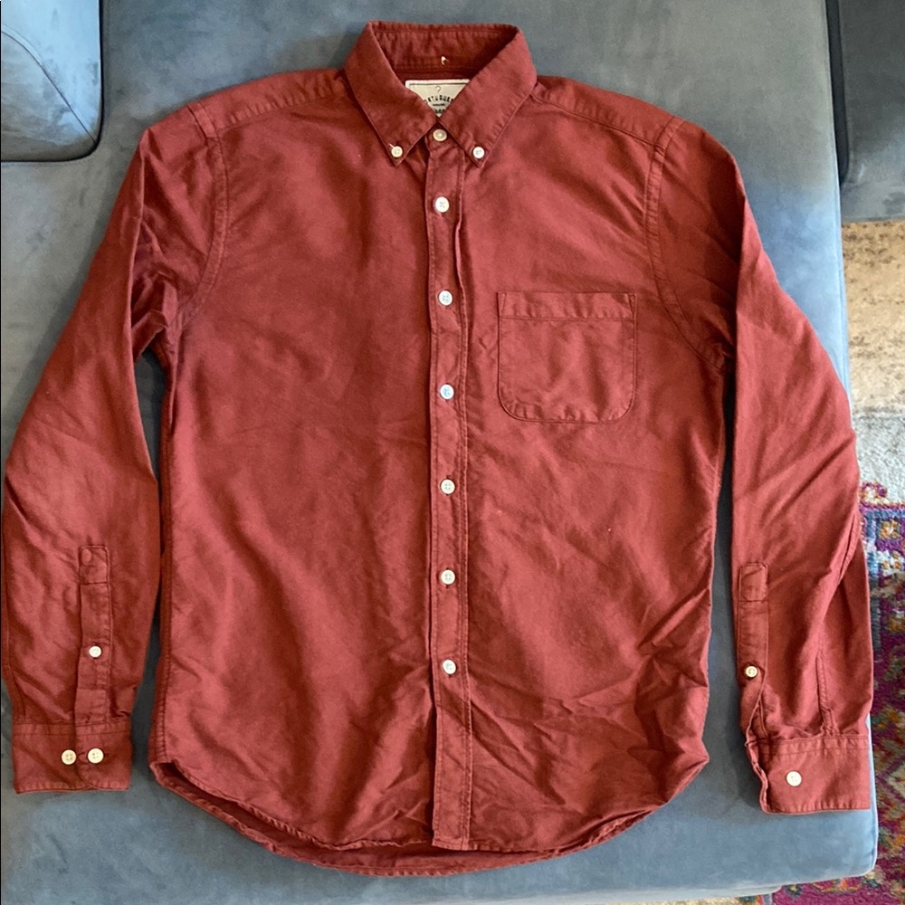 Portuguese Flannel Belavista burgundy Oxford button down shirt